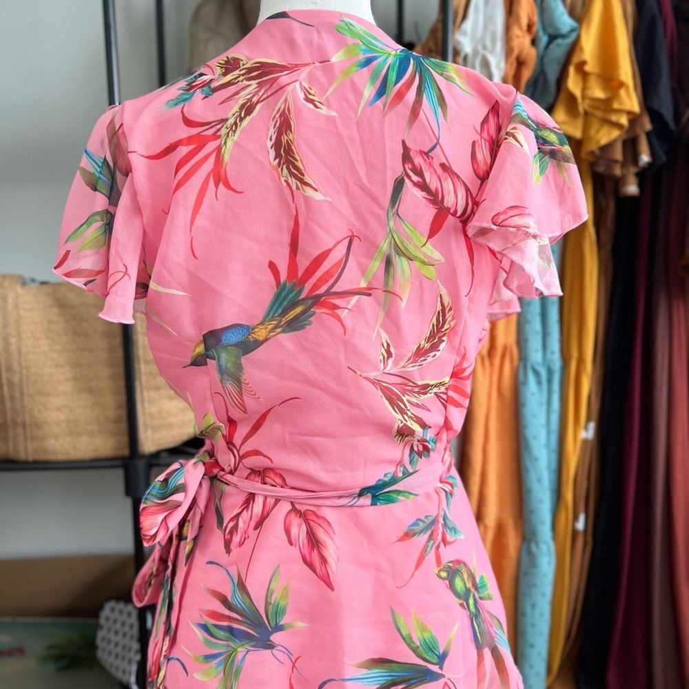 Pink Flutter-Sleeve Wrap Top - Sweet Pea size M - Picture 7 of 9